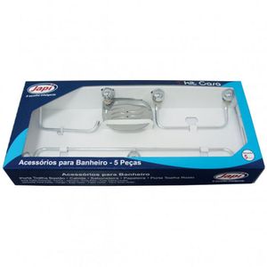 Kit Acessórios Para Banheiro 5 Peças Casa Japi Cromado