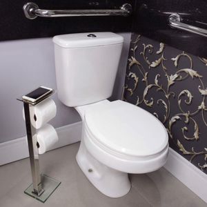 Papeleira de Chão Inox com Suporte para Celular Premium Pr4078 Ducon Metais Cromado