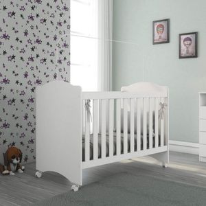 Berço Regulável com Rodízios Litle Baby Atualle Móveis Branco