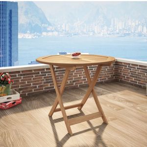 Mesa Dobrável em Madeira Maciça Redonda 90cm Primavera Casa e Jardim Móveis Stain Jatobá