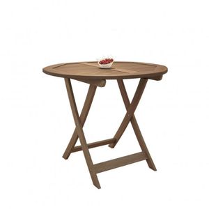 Mesa Dobrável em Madeira Maciça Redonda 90cm Primavera Casa e Jardim Móveis Stain Castanho