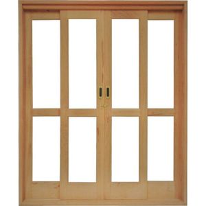 Porta De Correr Madeira 4 Folhas Isabela Revestimentos 2,15mx1,60mx14cm Marrom Claro