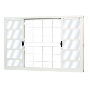 Janela de Correr Aço 4 Folhas com Grade Quadriculada Mgm Minas Sul 100cmx120cm Vidro Mini Boreal Branco