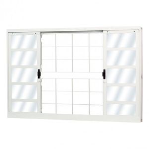 Janela de Correr Aço 4 Folhas com Grade Quadriculada Mgm Minas Sul 100cmx150cm Vidro Liso Incolor Branco