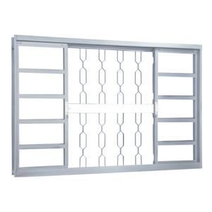 Janela de Correr Aço 4 Folhas com Grade Elo Mgm Minas Sul 100cmx150cm Vidro Mini Boreal Branco