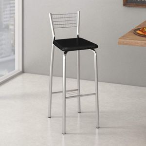 Banqueta Alta com Encosto Florença Compoarte Cromado/preto
