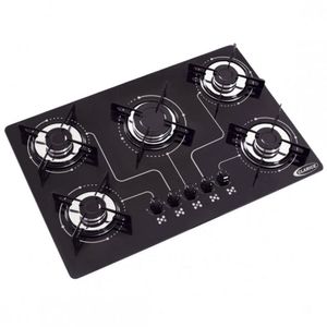 Cooktop a Gás 5 Bocas Automático Preto Clarice Eletrodomésticos Bivolt