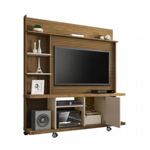 Estante Home para Tv até 47" 1 Porta Basculante Taurus Móveis Bechara Cinamomo/off White/ripado
