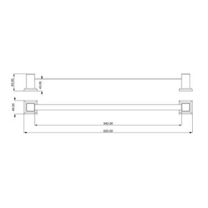 Porta Toalha de Banho Inox Gold 62cm Ducon Metais Amarelo