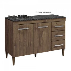 Balcão para Cooktop 5 Bocas 2 Portas 3 Gavetas Virtus Kaiki Móveis Ypê