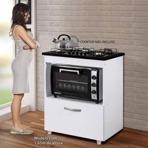 Balcão para Cooktop 1 Porta 1 Nicho Salvia Kaiki Móveis Branco