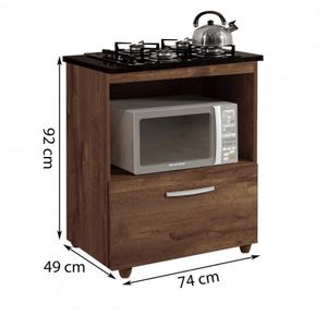 Balcão para Cooktop 1 Porta Basculante Salvia Kaiki Móveis Cacau