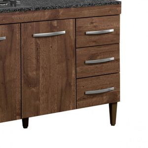 Balcão para Cooktop 4 Bocas 2 Portas 3 Gavetas Virtus Kaiki Móveis Cacau