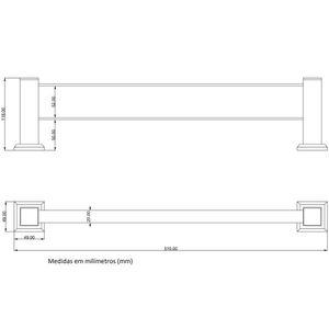 Porta Toalha Duplo Em Aço Inox Black Ducon Metais Preto
