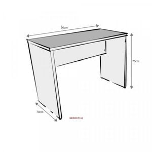 Mesa Reta Corp 25mm 90 Cm Bramov Móveis Branco/cinza Cristal