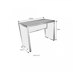 Mesa Reta Corp 25mm 110 Cm Bramov Móveis Branco/cinza Cristal
