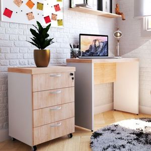 Mesa Reta Natus 40mm 100 Cm 42 Cm Bramov Móveis Branco/carvalho Mel