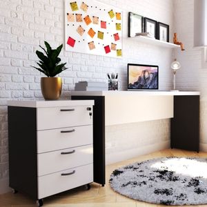 Mesa Reta Natus 40mm 160 Bramov Móveis Preto/branco