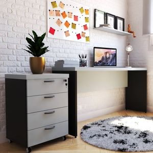 Mesa Reta Natus 40mm 160 Bramov Móveis Preto/cinza Cristal