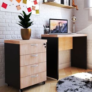 Mesa Reta Natus 40mm 90 Cm 42 Cm Bramov Móveis Preto/carvalho Mel