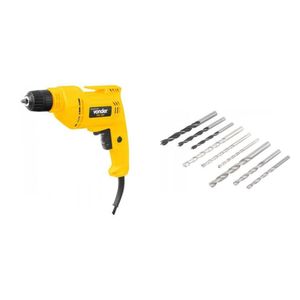 Kit Ferramentas Espresso Móveis Com Furadeira 3/8 Polegadas 127v E Jogo De Brocas 5mm A 8mm 390065 Amarelo