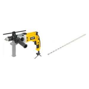 Kit Ferramentas Espresso Móveis Com Furadeira Com Impacto 1/2 Polegadas 127v E Broca Extralonga Para Concreto 80mm - 5/16" 391073 Amarelo