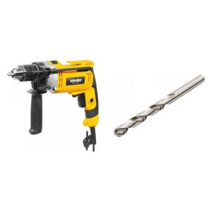 Kit Ferramentas Espresso Móveis Com Furadeira De Impacto 1/2 Polegadas 127v E Broca De Aço Rápido 95mm 391458 Amarelo