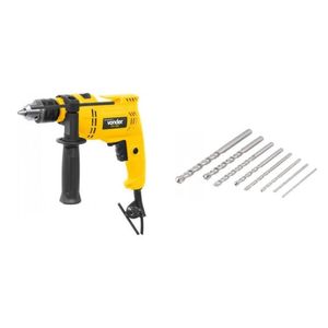 Kit Ferramentas Espresso Móveis Furadeira Impacto 1/2 Polegadas 220v e Jogo De Brocas Para Concreto 3mm A 12mm 389823 Amarelo