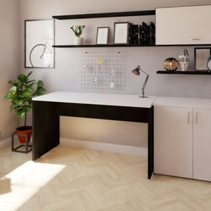 Mesa Reta Corp 25mm 140cm Bramov Móveis Preto/branco
