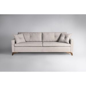 Sofa Viena 230 Pés Imbuia Sofani Bege