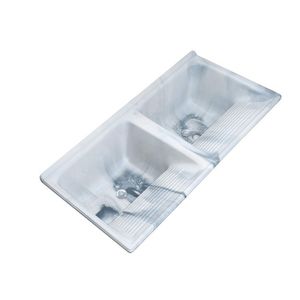 Tanque Duplo Quadrado Mármore Sintético Cinza Off White
