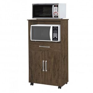 Balcão Nicho Para Microondas 2 Portas Ipê Móveis Primus Amêndoa Wood