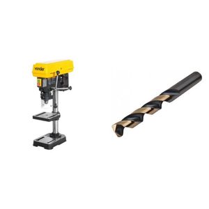 Kit Ferramentas Espresso Móveis Furadeira De Bancada 13mm 127v e Broca De Aço Rápido 55mm 393831 Amarelo