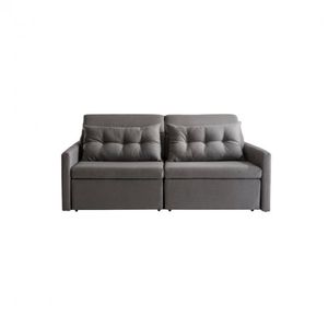 Sofá 2 Lugares Retrátil e Reclinável 176cm Veludo Dimas Sofani Cinza/imbuia