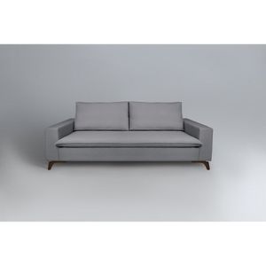 Sofá 4 Lugares 240cm Veludo Pés Imbuia Gregory Sofani Cinza/imbuia