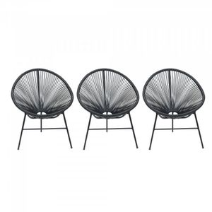 Kit com 3 Cadeiras Circulares Caribe Preto