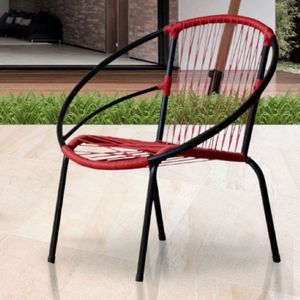 Kit com 2 Cadeiras Circulares Eclipse Vermelho Preto