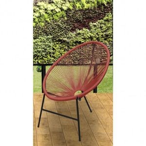 Kit com 3 Cadeiras Circulares Caribe Vermelho Preto
