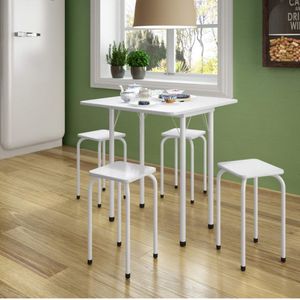 Conjunto Mesa Dobrável 4 Lugares Bona Vita Móveis Branco