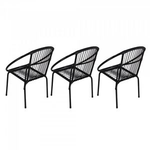 Kit com 3 Cadeiras Circulares Eclipse Preto