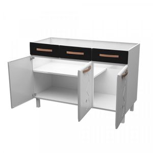 Balcão De Cozinha Em Aço Triplo Para Pia Mirage New Telasul Branco/preto