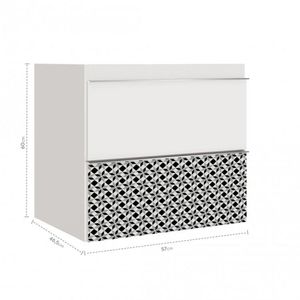 Gabinete para Banheiro Suspenso 57cm Blu Sem Lavatório 2 Gavetas Mosaico Branco Mosaico