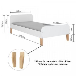 Cama Infantil Solteiro Montessori Movelbras Branco