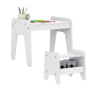 Conjunto Mesa e Banquinho Infantil Montessori Branco
