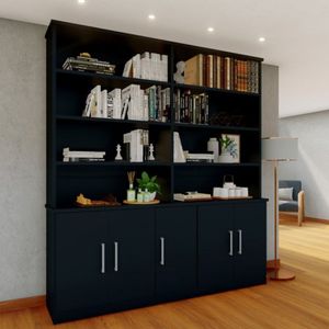 Estante de Livros 5 Portas 8 Prateleiras Foscarini Preto