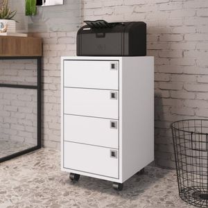 Gaveteiro com 4 Gavetas Office Placa e Ponto Branco
