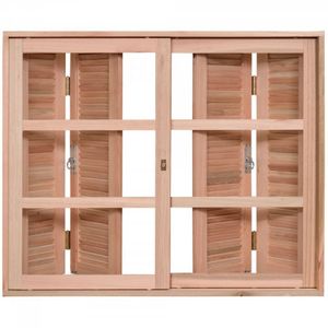 Janela com Caixilhos de Correr Venezianas Pantográficas 120x120cm Natural