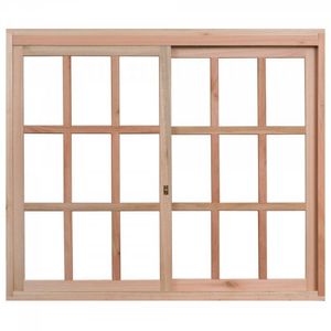 Janela com Caixilhos para Vidros Quadriculados de Correr 100x150cm Natural