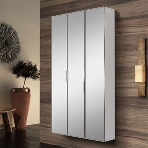 Conjunto para Banheiro Blu com 3 Armários Verticais Brancos com Portas Espelhada Branco