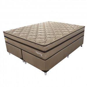 Cama Box Casal Supreme 1,93x2,03x0,60cm Molas Ensacadas Tecido Poliéster Dourado, Jacquard Tipo Malha Dour